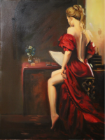 تابلو نقاشی ملودی قرمز