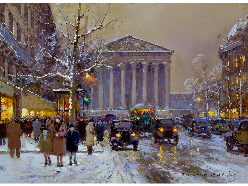 LAN001 تابلو نقاشی زمستان در بلوار پاریس - Image 1